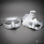 Elegant Glitter Lace Feather Flower Women Masquerade Ball Eye Mask - Silver White