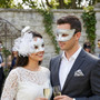 Elegant Glitter Lace Feather Flower Women Masquerade Ball Eye Mask - Silver White