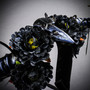 Black Raven Skull Floral Gothic Headband & Gold Large Krampus Horn Couple Headband Set