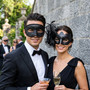 Elegant Ornate Scroll Mesh Flower Feather Women Venetian Masquerade Mask - Black