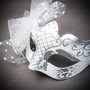 Gold Devil Horn Demon Mask & White Tulle Glitter Masquerade Couple Mask Set