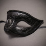 Black Glitter Venetian Eye Mask & Silver Floral Tulle Feather Lace Mask Couple Masquerade Set