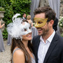 Elegant Glitter Scroll and Feather Flower Women Masquerade Eye Mask - Gold Silver White