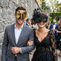 Venetian Musical Floral Lace Filigree Men Women Party Masquerade Eye Mask - Gold Black