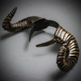 Gold Floral Lace Wide Horn Headband & Large Krampus Horn Couple Headband Set