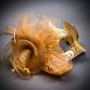 Ivory Gold Phantom Venetian Musical Eye Mask & Gold Tulle Glitter Masquerade Couple Mask Set