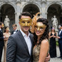 Classic Venetian Glitter Filigree Side Mesh Flower Women Masquerade Eye Mask - Gold
