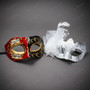 Venetian Music Note And Feathered Women Men Masquerade Mask - Red White Silver Black