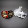 Venetian Music Note And Feathered Women Men Masquerade Mask - Red White Silver Black