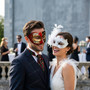 Venetian Music Note And Feathered Women Men Masquerade Mask - Red White Silver Black