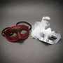 Venetian Elegant Glitter Feather Couple Masquerade Eye Masks - Burgundy White Silver