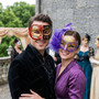 Venetian Musical Feather Art Men Women Masquerade Eyes Mask - Red Black Purple Gold