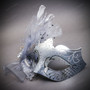Ivory Gold Phantom Venetian Musical Eye Mask & Silver Tulle Glitter Masquerade Couple Mask Set