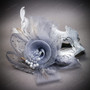 Ivory Gold Phantom Venetian Musical Eye Mask & Silver Tulle Glitter Masquerade Couple Mask Set