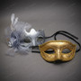 Elegant Decorative Glitter Flower Mesh Women Masquerade Eye Mask - Gold Silver Grey