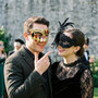 Venetian Harlequin Music Pattern Black Lace Flower Women Men Masquerade Mask - Gold Black Red