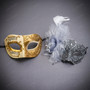 Venetian Elegant Music Note Lace Floral Feather Men Women Masquerade Masks - Gold Silver