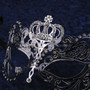 Charming Princess Crown Venetian Masquerade Mask With Diamonds - Silver