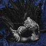 Ancient Venetian Party Masquerade Feather Mask - Black Silver