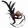 Ancient Venetian Masquerade Mask Side Flower and Feather - Black Gold - 3