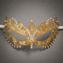 Charming Princess Venetian Masquerade Mask With Diamonds - Gold