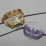 Gold Warrior Roman Greek Masquerade Mask & Princess Purple Diamond Venetian Mask - Couple