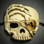 Halloween Skull with Key Venetian Masquerade Half Face Mask - White Gold