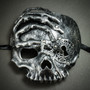 Halloween Skull with Key Venetian Masquerade Half Face Mask - Silver