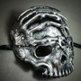 Halloween Skull with Key Venetian Masquerade Half Face Mask - Silver