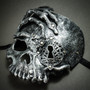 Halloween Skull with Key Venetian Masquerade Half Face Mask - Silver