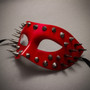 Steampunk Spikes Venetian Masquerade Eye Mask - Glossy Red