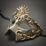 Warrior Roman Greek Sun Venetian Masquerade Mask - Metallic Silver