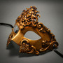 Warrior Roman Greek Metallic Venetian Masquerade Men's Half Face Mask-Gold