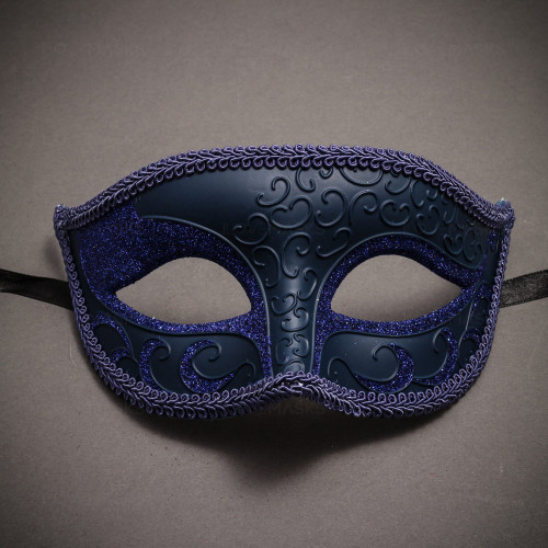 Classic Glitter Venetian Masquerade Mask-Blue