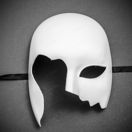 Unpainted Half Face Costume Masks Masquerade White
