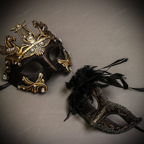 Black Gold Roman Greek Emperor with Pegasus Men & Dark Gold Glitter