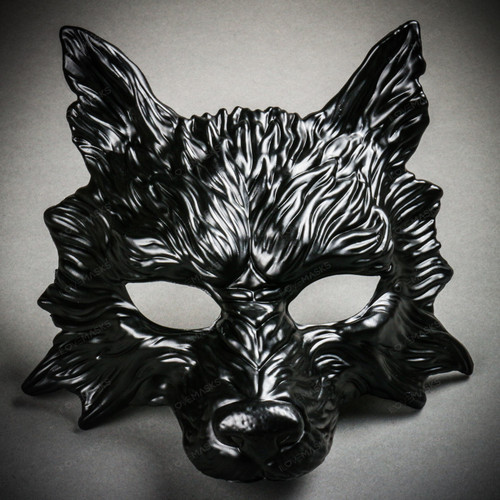 Wild Wolf Animal Full Face Masquerade Mask - Black