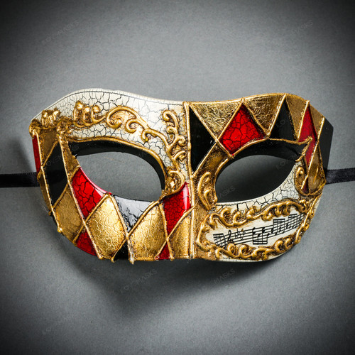 Black Red Glitter Charming Masquerade Ball Mask Mardi Gras Unisex Classic Mask