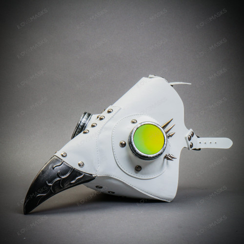 Steampunk Plague Doctor with Spike Goggle Curved Bird Beak Mask - Black ...