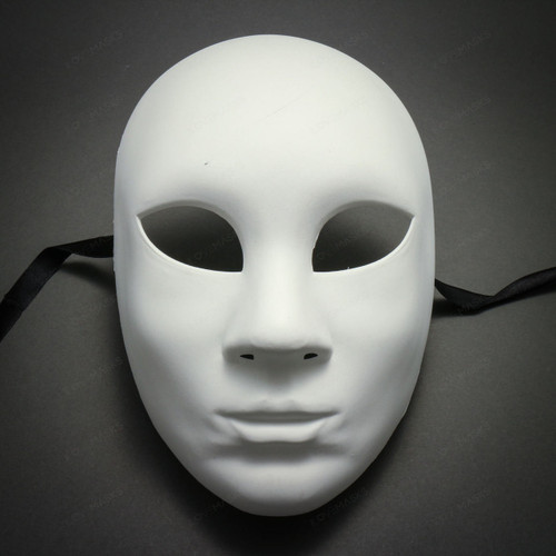 Plain White Blank Decorating Craft Full Face Masquerade Mask Custome Party