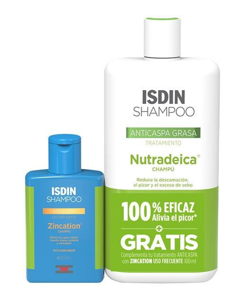 Pack Champú Anticaspa Grasa + Champú Zincation Isdin