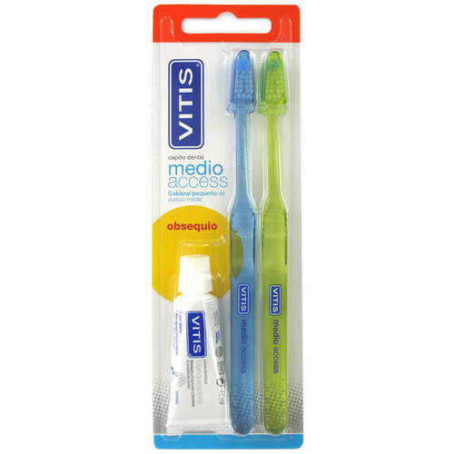 Vitis duplo cepillo dental adulto medio aCCess + regalo pasta blanqueadora 15 mL
