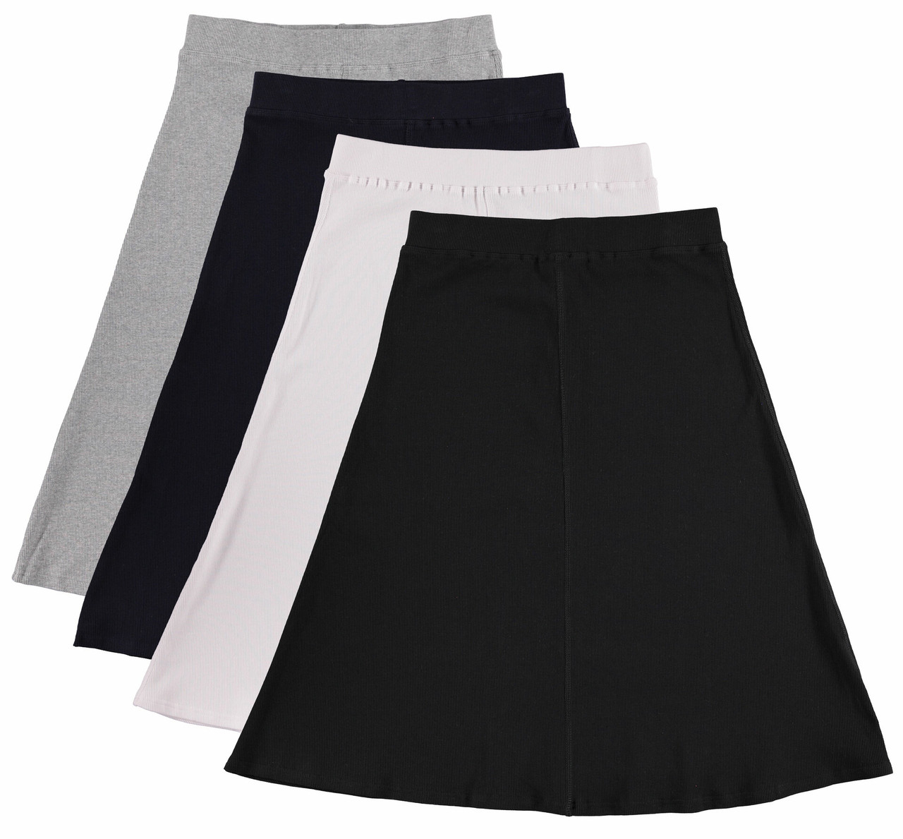 Women's 25/27Inches Thin Ribbed 4 Panel A-line Skirt - BGDK Wholesale
