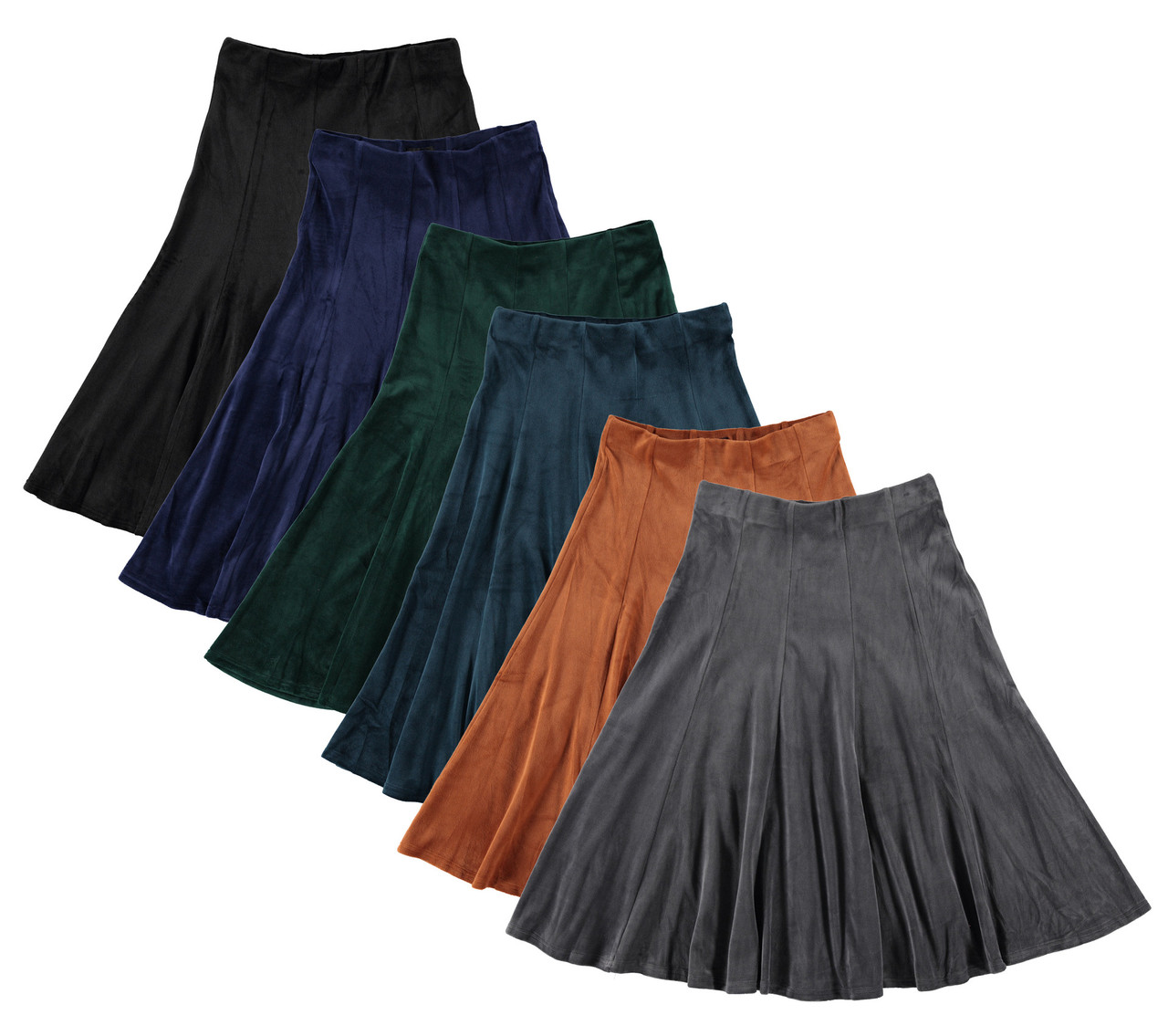 Women/Teens 27 Inches Velour Panel Skirt - BGDK Wholesale