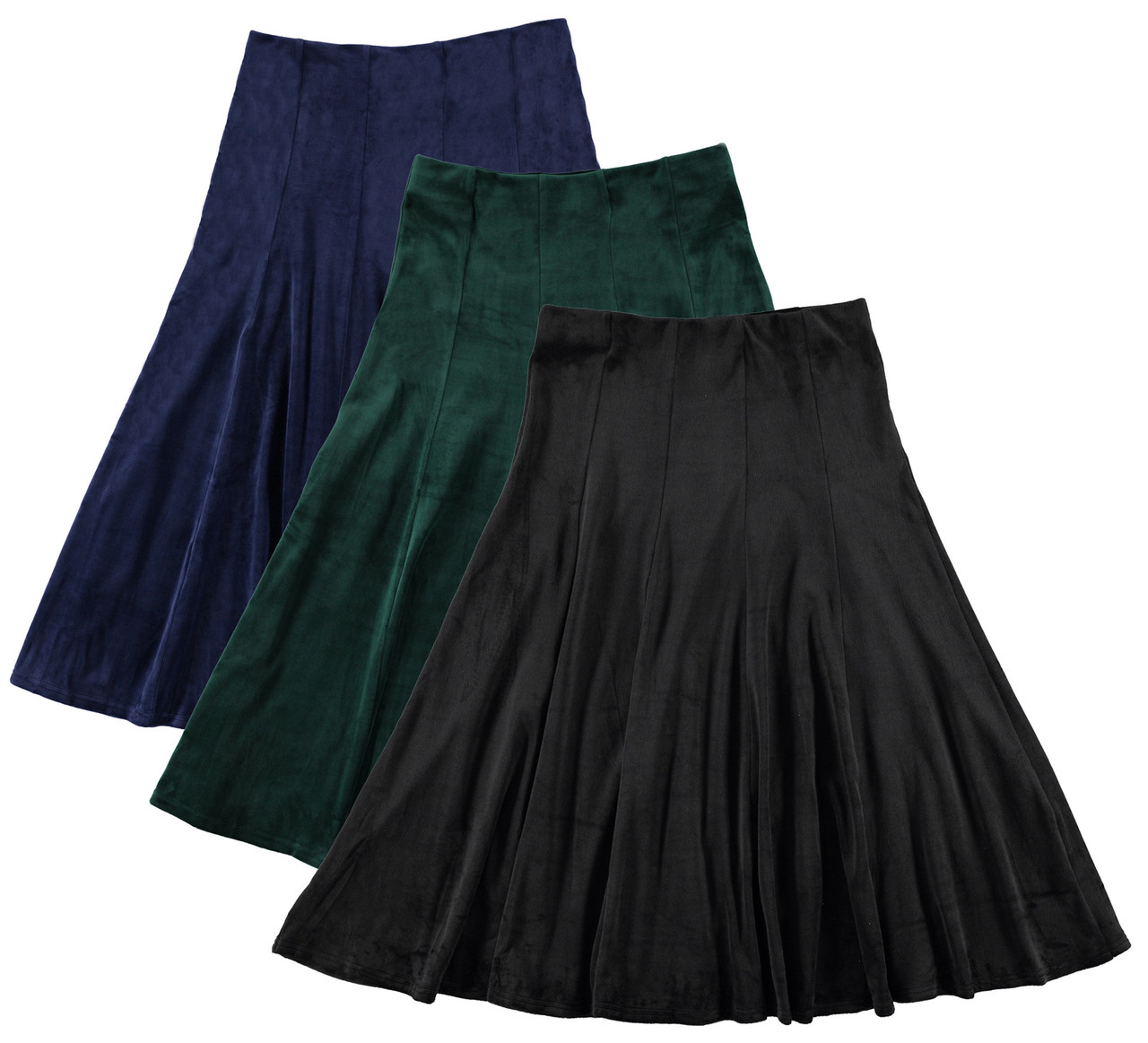 Women/Teens 31 Inches Midi Velour Panel Skirt - BGDK Wholesale