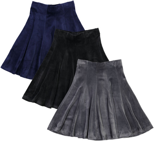 Women/Teens 31 Inches Midi Velour Panel Skirt - BGDK Wholesale