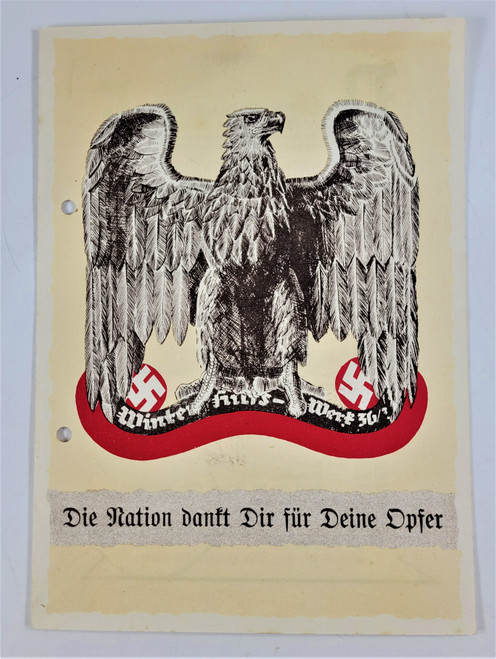 1933 / 1934 Winterhilfserk Donation Summary