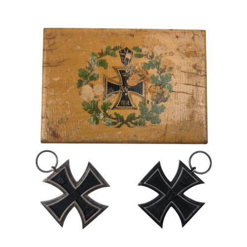 WWI Iron Cross Presentation Box w/ Two Crosses