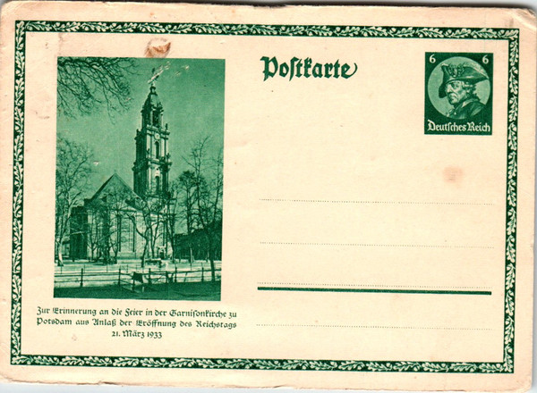 Postdam Church Fire Memorial Postcard