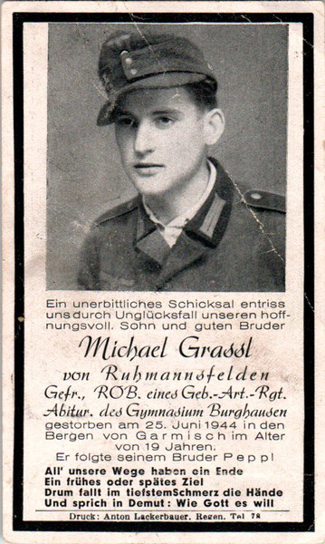 Death Card - Michael Grasst - Gebirgsjäger Artillery